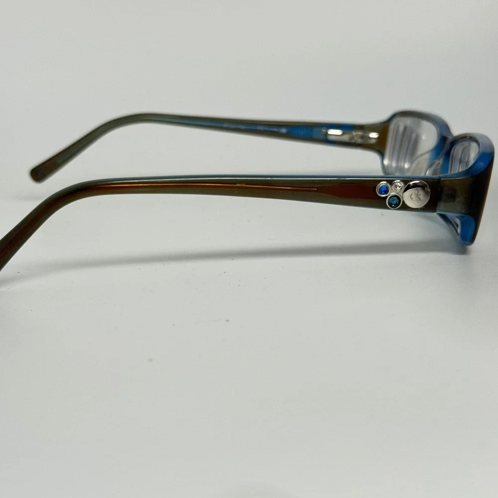 Calvin Klein CK 5572 200 Brown Blue‎ Rhinestone Eyeglasses Frames 50-16-130